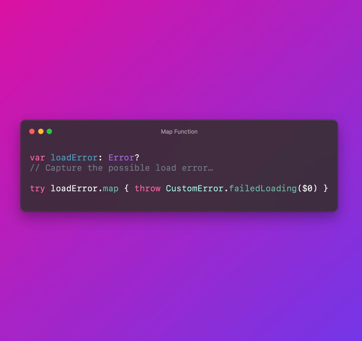 andresr_develop's tweet image. Did you know that the map() function in #swift evaluates the given closure just when the value to map is not nil? That lets you write code like this:

#SwiftLang #iOSDev