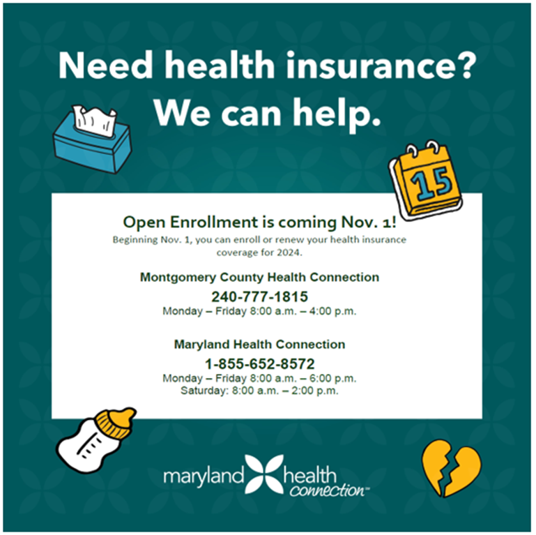 Open enrollment is around the corner. Starting November 1st, you can enroll or renew your health coverage to start January 1, 2024. Visit MarylandHealthConnection.gov to enroll or find help near you. #GetCoveredMD <a href="/MarylandConnect/">MD Health Connection</a>