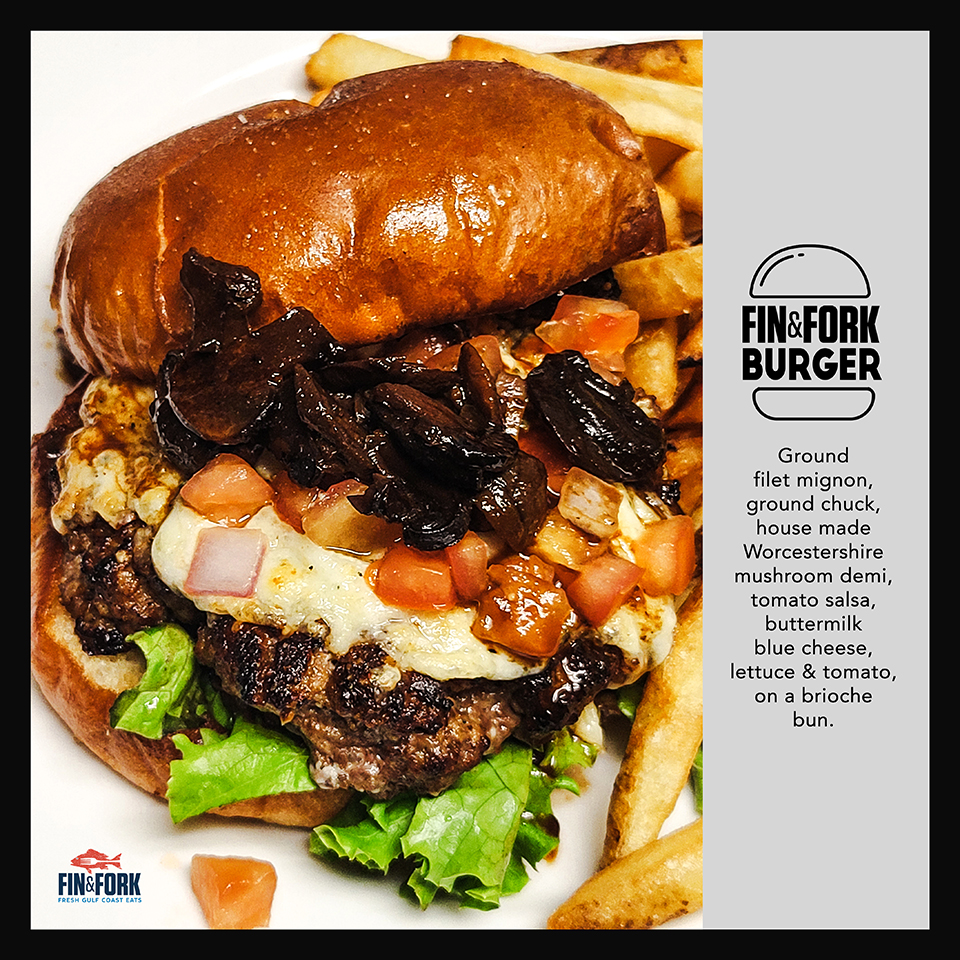 finandfork's tweet photo. Every Saturday enjoy one of our certified Angus burgers, Blue Balls, and a beer, for just $10! #visitpensacola #experiencepensacola #burgerspecial #saturdayspecials https://t.co/l4doKhaPQt