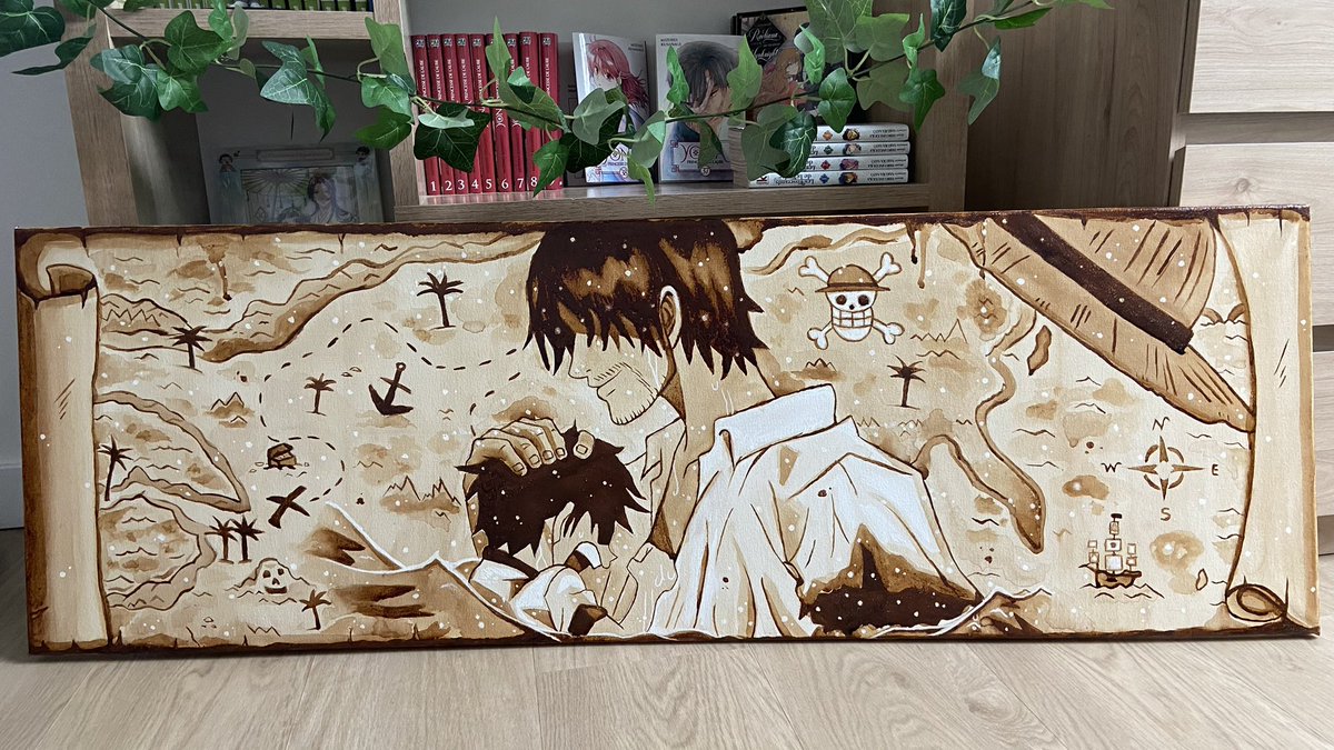 starktiffin's tweet photo. « Shanks, ton bras!! » 
Peinture au café ☕️

 #ONEPIECE https://t.co/r2oGEnzcF2
