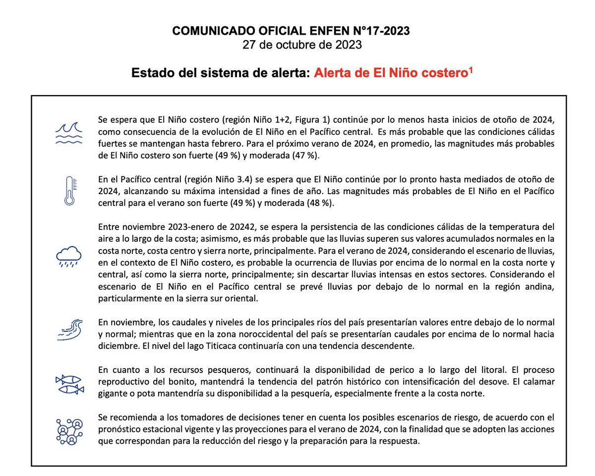 hombredeltiempo's tweet photo. #Enfen actualiza sus pronósticos de El Niño Global y El Niño Costero. En ambos casos 50%-50% (probabilidad moderada o menor y probabilidad fuerte o mayor).
En ambos escenarios han aumentado la probabilidad de fuerte y disminuido la de moderado. https://t.co/Z0zzf2gbdu
