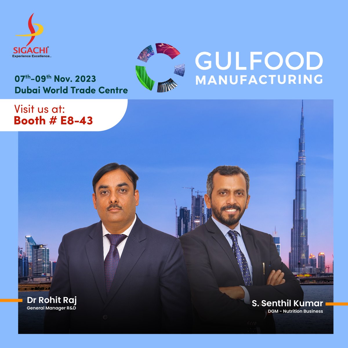 SigachiFood's tweet image. Sigachi’s #TechnicalExperts are delighted to welcome you at @GulfoodManufacturing 2023, Stand E8-43
Dubai World Trade Centre to learn more about our  #BlendingSolutions and  a wide range of ingredients, including #Additives, #DietaryFibers, #Stabilizers and #NutritionSupplements