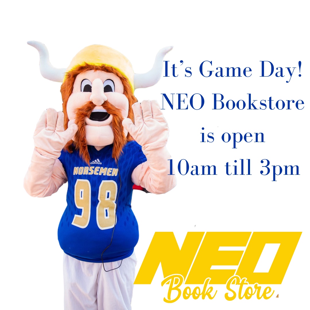 NEOBookstore's tweet photo. A lot is happening on campus today!  Make sure you stop by the NEO Bookstore today.  We have extended hours from 10am till 3pm
#gogoneo #neobookstore https://t.co/oAl2Dw8v2M