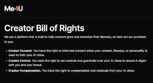 Creators face countless challenges in growing and monetizing their brand.

That’s why we made the Creator Bill of Rights.

What would you add?