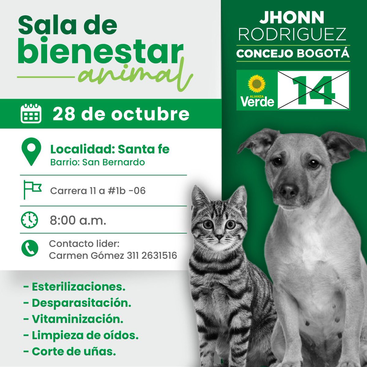 andreanimalidad's tweet photo. 550 🐱🐶 esterilizados y más de 1000 vacunados o desparasitados: esta atención, más sensibilización, es el saldo social, de empatía y bienestar q dejará nuestra campaña por el #Verde14🌻 para el Concejo de Bogotá con @jhonnra Hoy remataremos esterilizando en el San Bernardo. AMOR https://t.co/DOzsYGKemr
