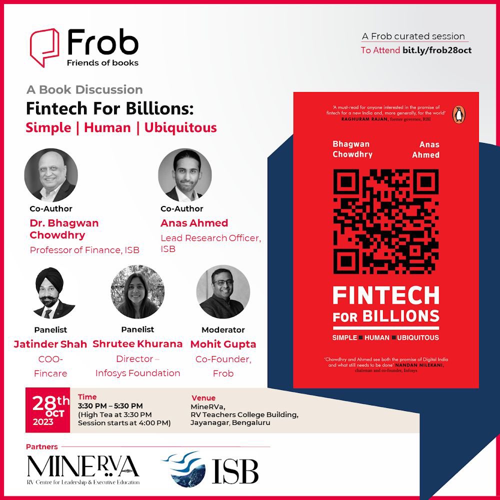 The Accidental Professor (@dwari1008) on Twitter photo It was great to host Professor <a href="/bhagwanUCLA/">Bhagwan Chowdhry</a> for the discussion on his book on FinTech For Billions at #MineRVa <a href="/RVInstitutions/">RV Institutions</a> <a href="/RVUniversity_/">RV University</a> with <a href="/frob/">Jeremy T. Smith</a> and <a href="/ISBedu/">Indian School of Business (ISB)</a> #DigitalDidi
चलो सबको जोड़ते हैं
देश का रुख़ मोड़ते हैं
कुछ खर्चें, कुछ बचायें
डिजिटल दीदी को
घर घर पहुँचाएँ It was great to host Professor <a href="/bhagwanUCLA/">Bhagwan Chowdhry</a> for the discussion on his book on FinTech For Billions at #MineRVa <a href="/RVInstitutions/">RV Institutions</a> <a href="/RVUniversity_/">RV University</a> with <a href="/frob/">Jeremy T. Smith</a> and <a href="/ISBedu/">Indian School of Business (ISB)</a> #DigitalDidi
चलो सबको जोड़ते हैं
देश का रुख़ मोड़ते हैं
कुछ खर्चें, कुछ बचायें
डिजिटल दीदी को
घर घर पहुँचाएँ