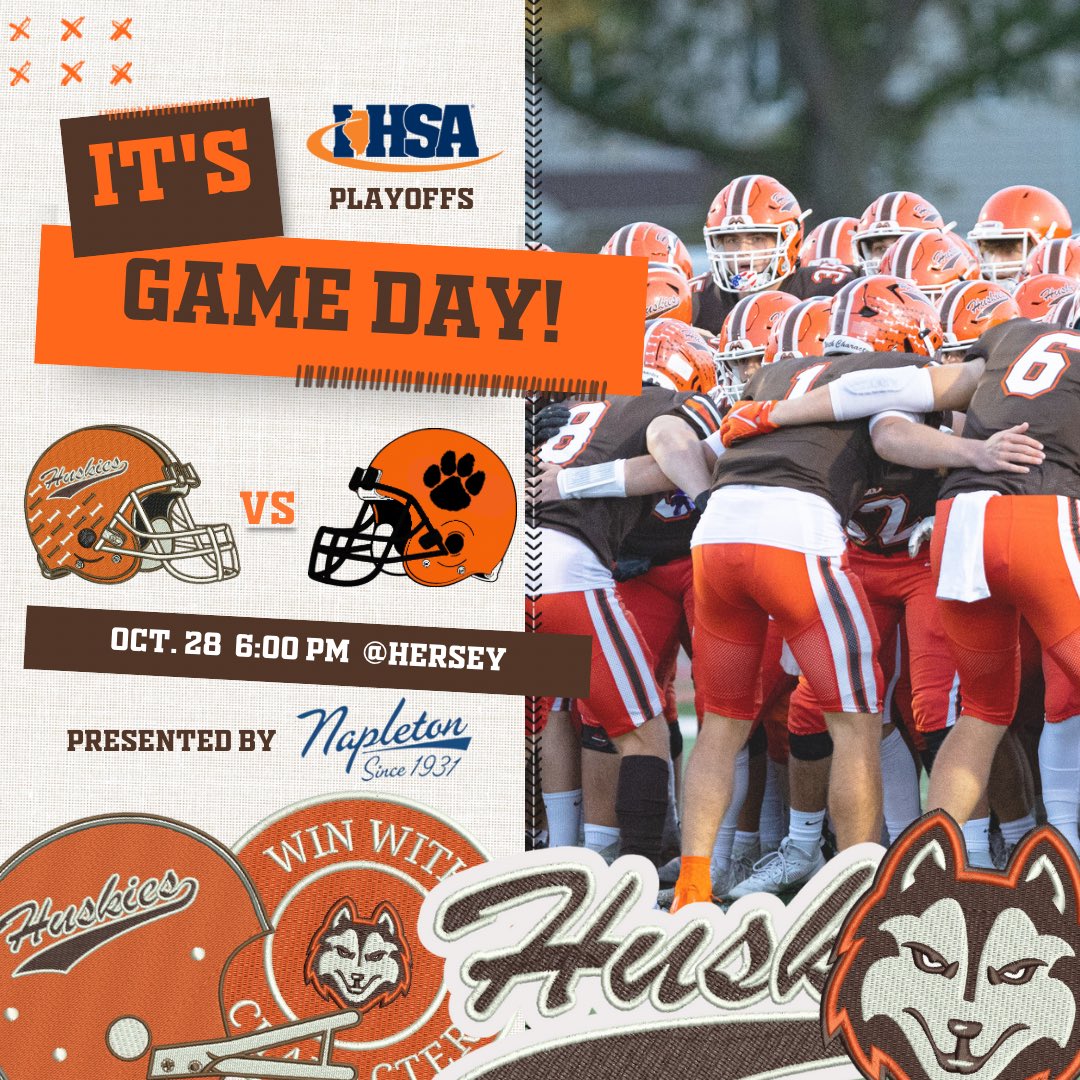 🟫🟧⬜️ It’s Game Day! ⬜️🟧🟫

🆚 Wheaton Warrenville South
⏰ 6:00 PM
📍 Hersey
💻 nfhsnetwork.com/events/ihsa/ga…
Presented By <a href="/SNapletonAuto/">Steve Napleton Auto Group</a>