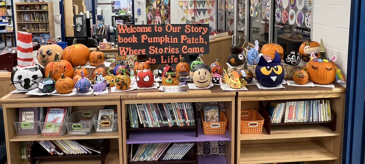 Take a look at our Book Character Pumpkin Patch! Thank you to everyone who participated!