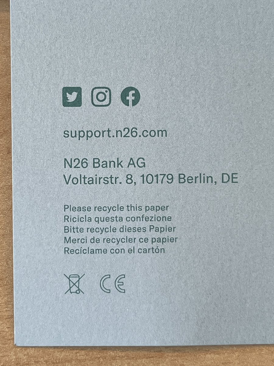 Witzig, dass die N26-Bank ihre eigene Adresse nicht kennt (noch weiß, wer der Philosoph „Voltair“ war…). #n26