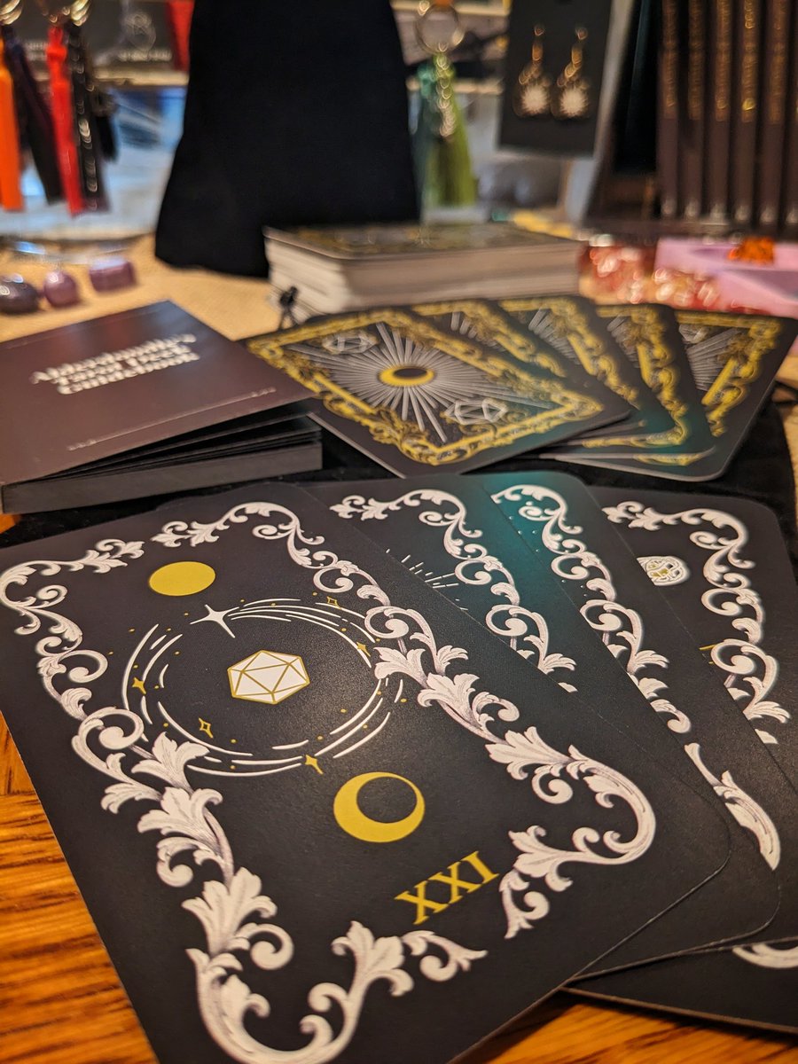 Just got these gorgeous Tarot cards from <a href="/Alderdoodle/">Ramona</a>!

They're subtly #dnd themed, gorgeous 😍 &amp; come with a handy booklet explaining them.

Pair them with <a href="/FumbleFolks/">Fumble Folks - our Fey Realm Kickstarter is LIVE!</a>' Introducing Tarot Reading into #TTRPG

Find them at <a href="/CorpMarketCdf/">The Corp Market</a> Canton Tues–Sun.

#Cardiff #Tarot #dnduk
