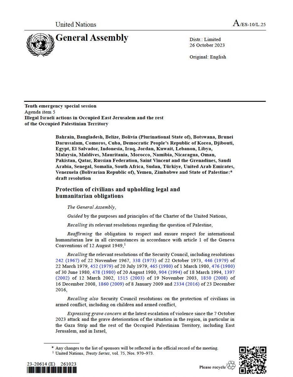 MatthewBehren11's tweet image. Few have read perfectly reasonable UN ceasefire resolution, supported by vast majority of the world, condemning "all acts of violence aimed at Palestinian and Israeli citizens,"  that Canada shamefully rejected. It ALSO calls for the "immediate an unconditional release of all 🧵