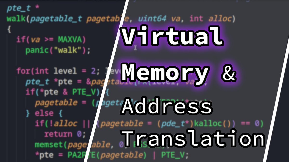 We're back reading xv6 Operating System code this week!

Our focus today is understanding virtual memory and address translation; A fascinating topic that is essential for keeping user processes isolated from each other.

youtube.com/watch?v=iTic6E…