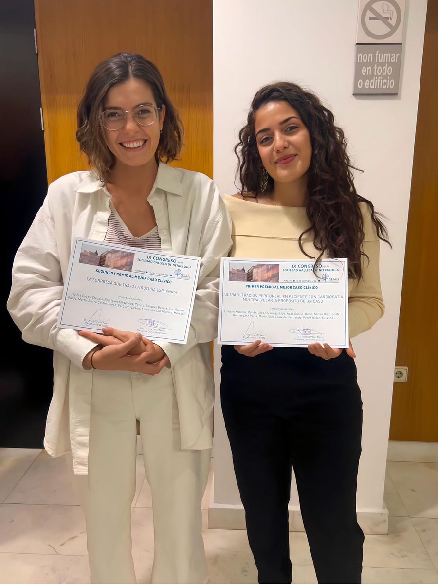 Enhorabuena <a href="/Randilinter/">Randa Laajami</a> y <a href="/CloSaleta/">Closaleta</a> por los premios a los mejores casos clínicos de residentes <a href="/NefroGalicia/">Sociedad Gallega de Nefrología - SGAN</a> #SGAN2023