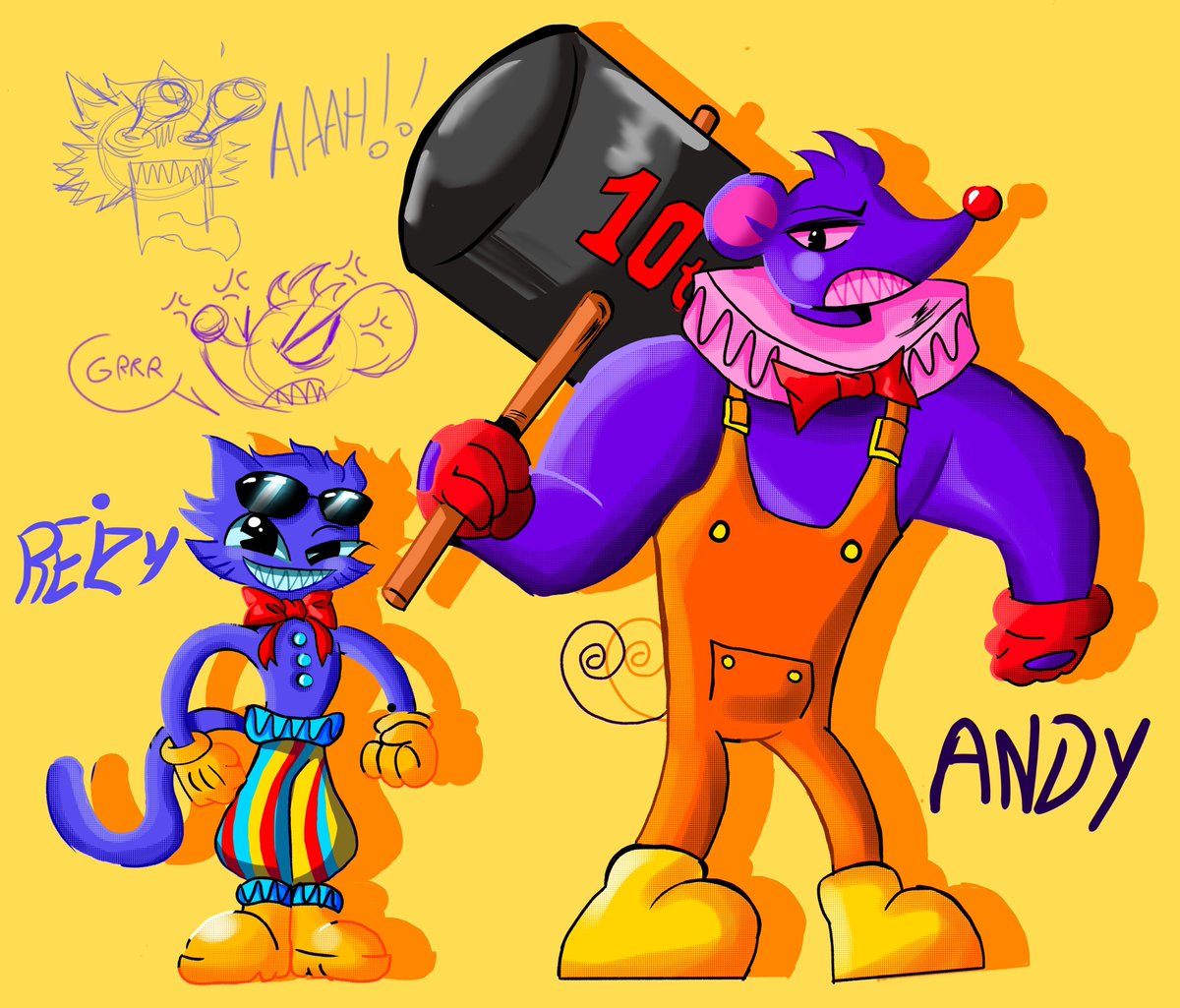 Done! Their name is Reizy and Andy! Two goofy digitalcharacters frome #TheAmazingDigitalCircusOC