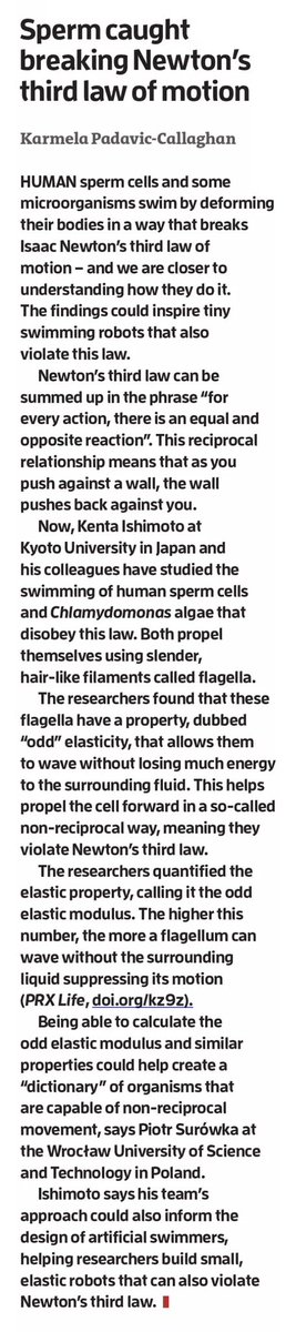 harmsy's tweet image. OK Physics teachers. How does this work? Newton’s Third Law violated? Someone is going to have to explain this to me very, very slowly… #chatphysics #Iteachphysics
Source: @newscientist