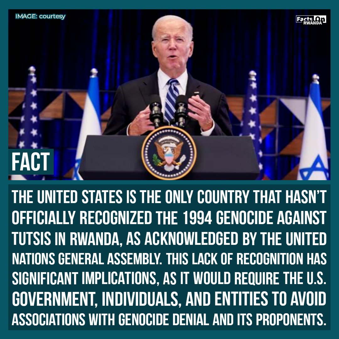 Nearly 30 years have passed since the 1994 Genocide Against Tutsis in Rwanda, yet the U.S. has not officially recognized it for what it was. This stance is viewed by many as evading its responsibility in combating #genocide and other grave atrocities globally. #FactsOnRwanda