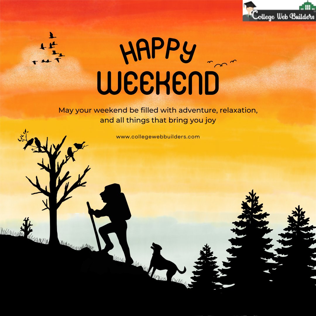 Ready to make the most of this beautiful weekend. Let's embrace the joy, adventure, and leisure it brings! collegewebbuilders.com + 1.202.421-5747 . #collegewebbuilders #WeekendVibes #WeekendBliss #WeekendAdventure #WeekendJoys #WeekendMemories #WeekendTherapy #HappyWeekend
