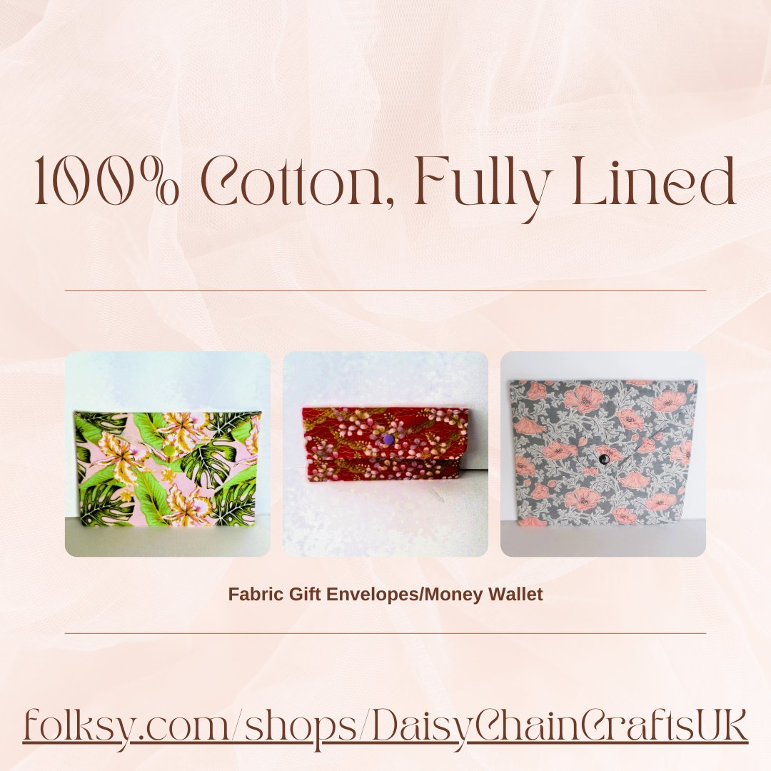 folksy.com/shops/DaisyCha…
Perfect for gifting cash or voucher, for your sewing notions, small gadgets,earphones etc 3 sizes
#UKGiftAM #UKGiftHour #folksyshop #shopindie
#giftideas #supportsmallbusiness #giftfinder #shopsmall #giftfinder #SaturdayMorning #ShopSmall #handmadeisbetter