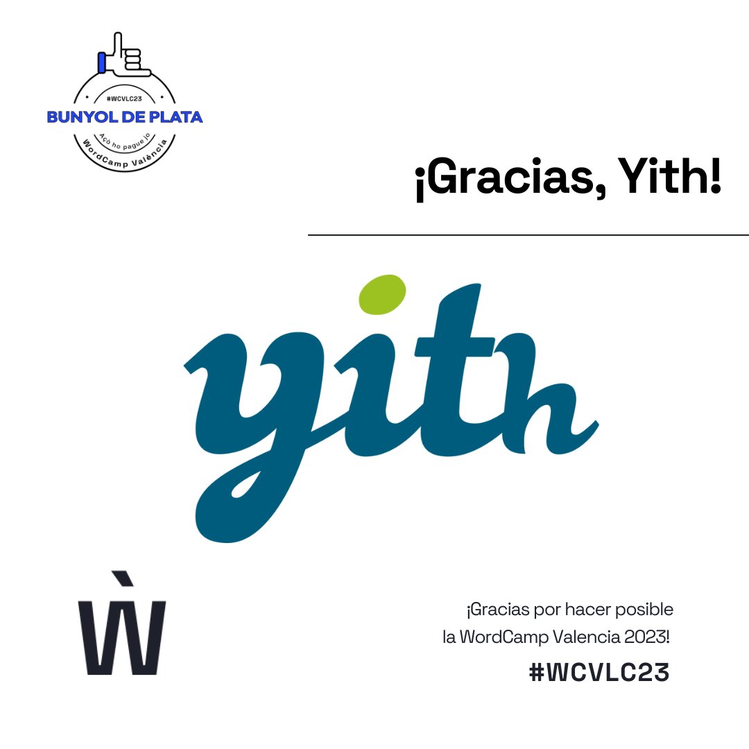 WCValencia's tweet photo. 🎉 Queremos expresar nuestro profundo agradecimiento a @YITHEMES  por ser un apoyo invaluable y patrocinar #WCVLC23.💫

 Estamos ansiosos por las emocionantes aventuras que compartiremos.❤️

#Yith #WCVLC23 #comunidadwordpress https://t.co/RINw2AS5AK