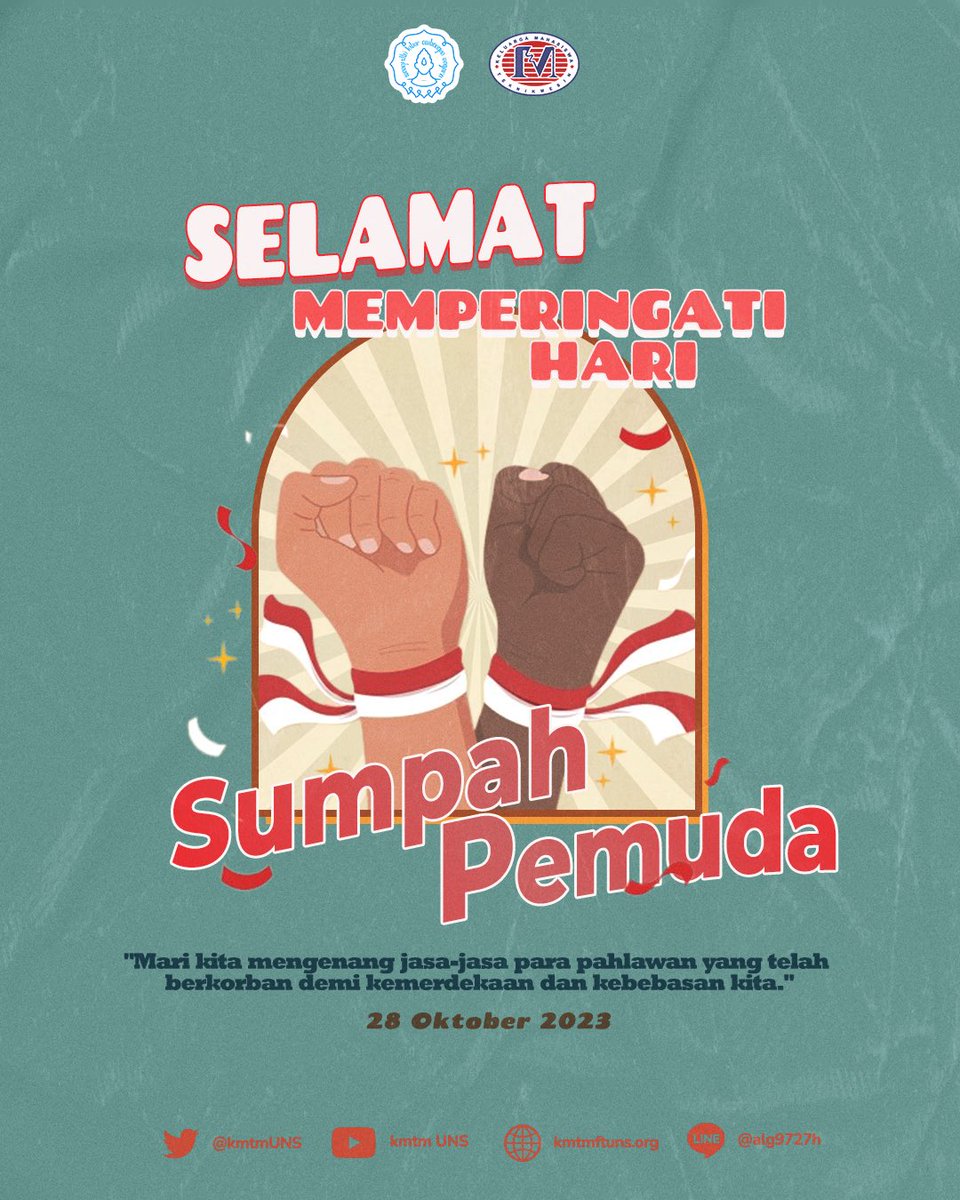 [HARI SUMPAH PEMUDA]

Hari ini bukan saatnya bagi kita untuk bermalas-malasan. Jiwa muda adalah jiwa yang penuh api menyala demi kemajuan bangsa. Selamat Hari Sumpah Pemuda 2023.