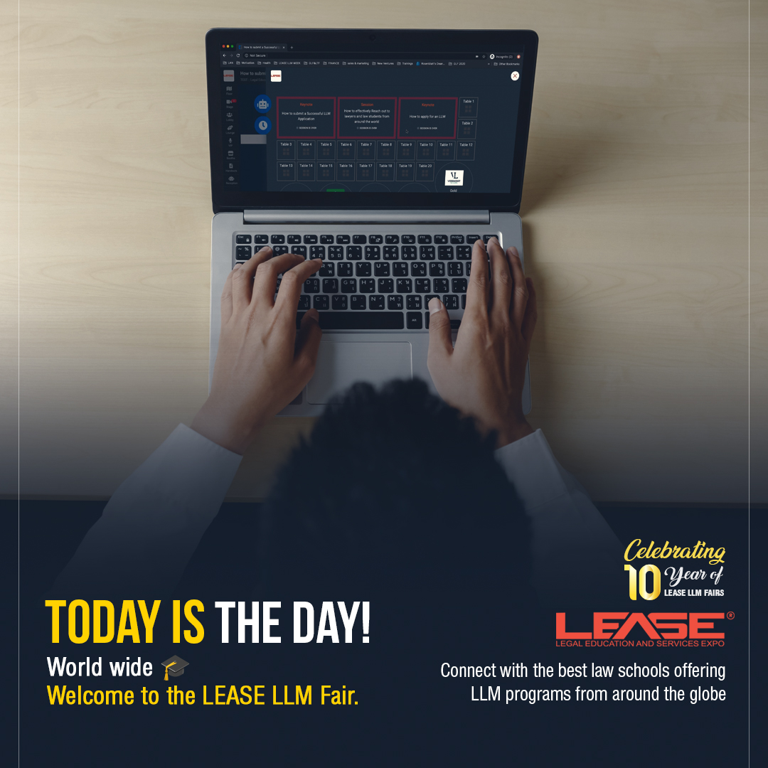 Today is the Day. Are you ready? 
LEASE LLM & LEGAL EDUCATION FAIR ONLINE
#llm #legaleducation #law #lawschool #europeanlaw #europe #lawschoollife #lawyer #lawstudents #studyinglaw #lawstudent #legalevent #legalevents #legalexpo #educationlaw #lawcollege #lawcourses #meetlawyers