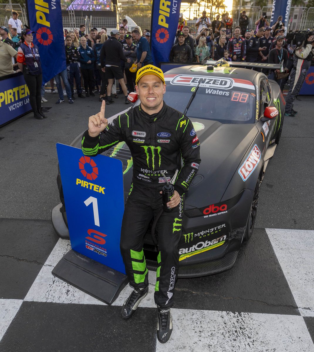 FordAustralia's tweet photo. Cameron Waters and @TickfordRacing  have taken an epic win on the streets of the Gold Coast, with @daffidreynolds and @GroveRacing a fine third. 
Great to be back on the top step!
#RepcoSC https://t.co/KKah5V1xxp