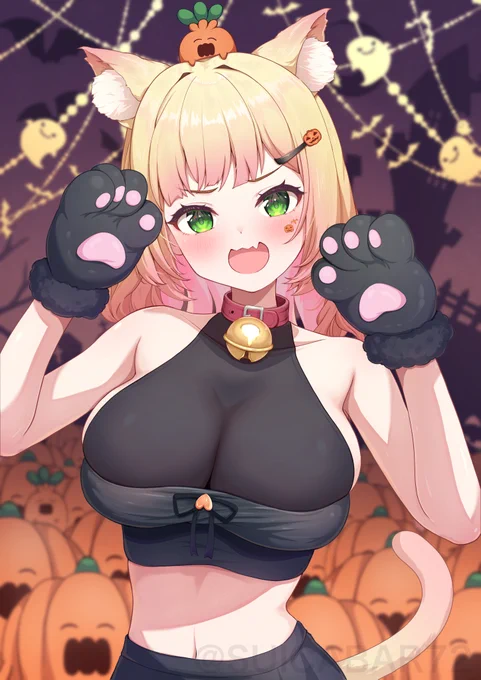 ハロウィンねねち 新型シャドウバンになったので肌を抑えめに描き直しての再掲です! #ねねアルバム