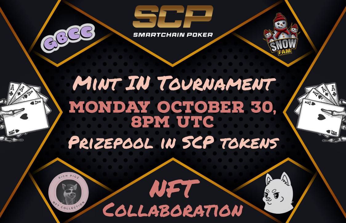 Karma Cats x NFT Collaboration

• Mint at least 1 Karma Cats NFT, earn a ticket to mint in tournament with big prize pool!

• 50% of first mint's fund of each minters will grow the Poker Prize Pool, paid out in $SCP.

• mint.karmacats.xyz
• rareboard.com/karma-cats