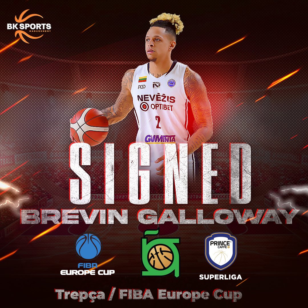 🤝 We are pleased to announce that Brevin Galloway signed a deal with FIBA Europe Cup and Kosovo Super League team KB Trepça for the 2023/24 season! @BrevinGalloway