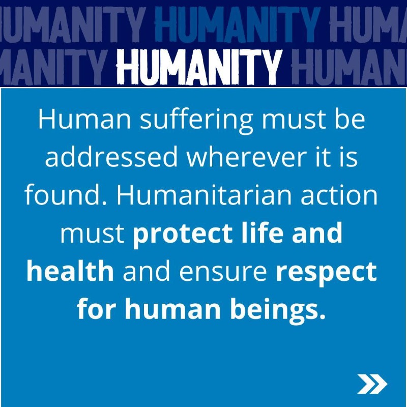 WFP's tweet photo. 🔵Humanity
🔵Neutrality
🔵Impartiality
🔵 Independence

These four principles underline all #humanitarian action. WFP is committed to these principles wherever we go, whether it's in a weather-related disaster or in the midst of conflict.
