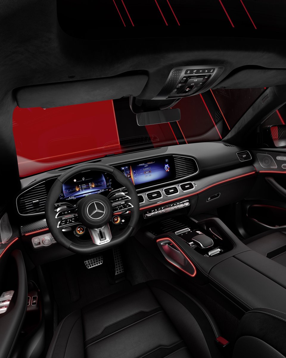 MercedesAMG's tweet photo. This cockpit will make every thrill-seeker’s heart race.

#MercedesAMG #AMGRespect #GLE53Coupe #BuiltBold

[Kraftstoffverbrauch kombiniert: 1,4-1,2 l/100 km | CO₂-Emissionen kombiniert: 31-27 g/km | Stromverbrauch kombiniert: 29,2-28,0 kWh/100 km | https://t.co/1hjefj6xrW] https://t.co/CKUXLmi1Rk