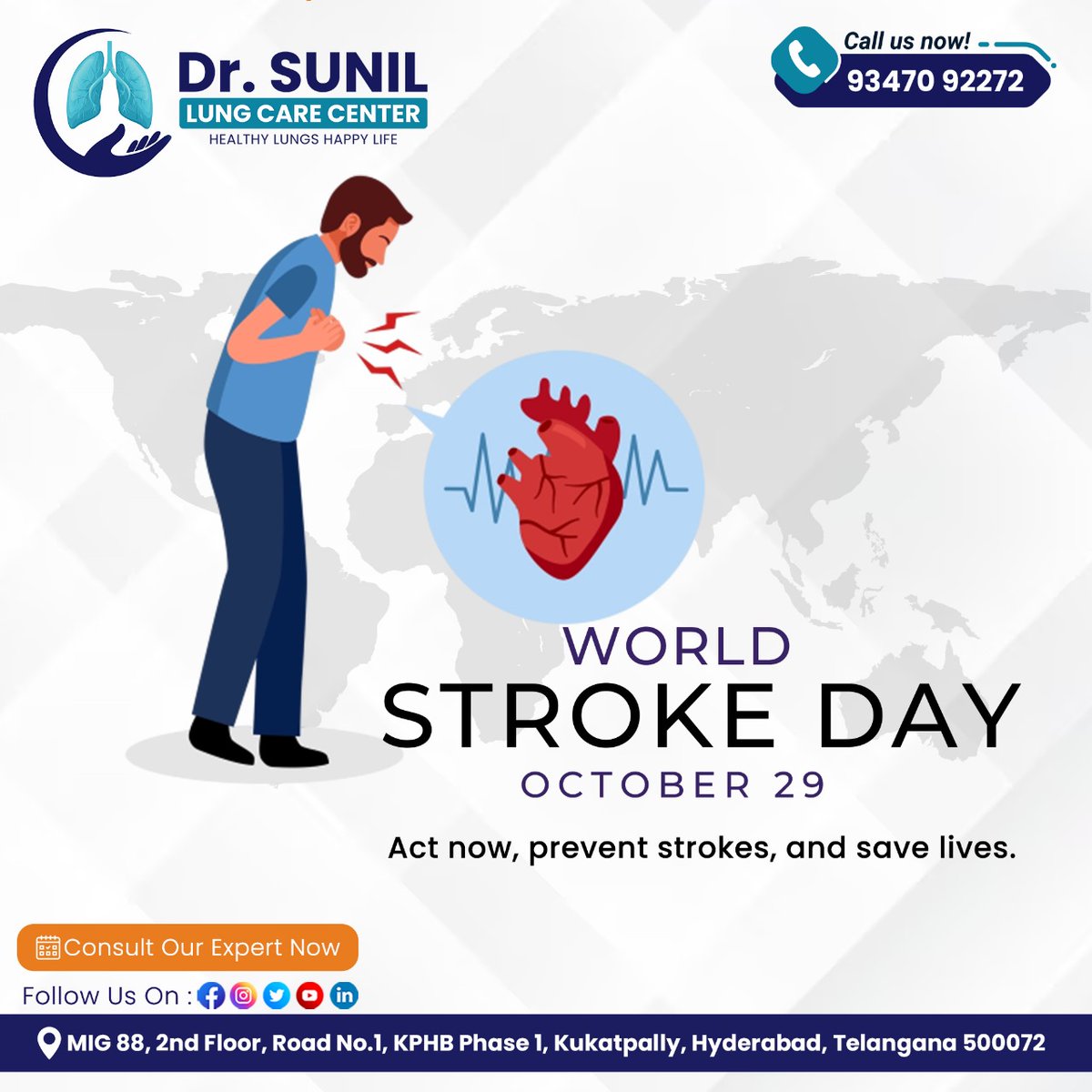 On World Stroke Day, Dr. Sunil Lung Care Center stands with you to raise awareness about stroke prevention, treatment, and recovery. Together, we can make a difference in the fight against stroke.

#DrSunilLungCareCenter #WorldStrokeDay #worldstrokeday #worldstroke #stroke