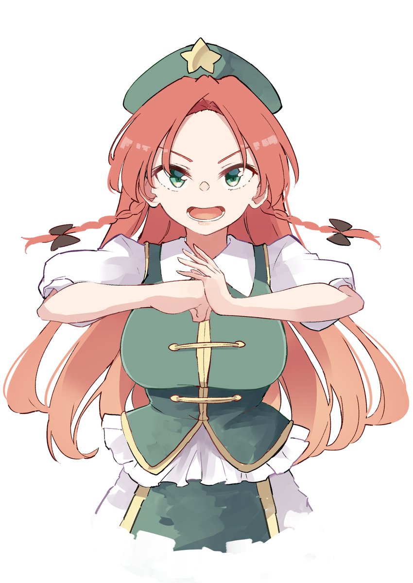 hong meiling 1girl hat solo long hair twin braids braid star (symbol)  illustration images