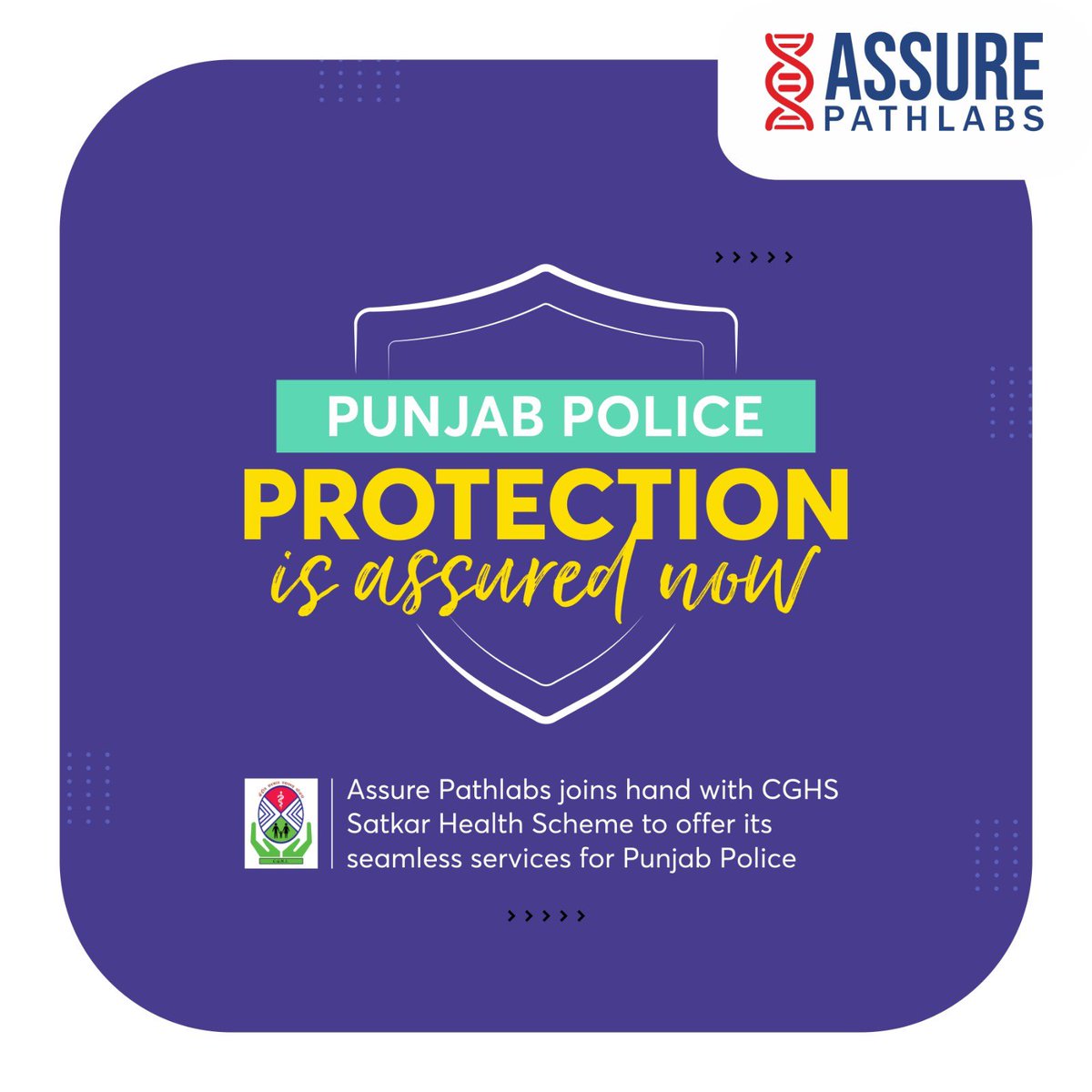 assure_pathlabs's tweet image. Empowering Punjab Police and their families! Assure Pathlabs has partnered with the Satkar Scheme under CGHS to facilitate seamless delivery of health care services &amp;amp; discounted health tests and packages to Punjab police.