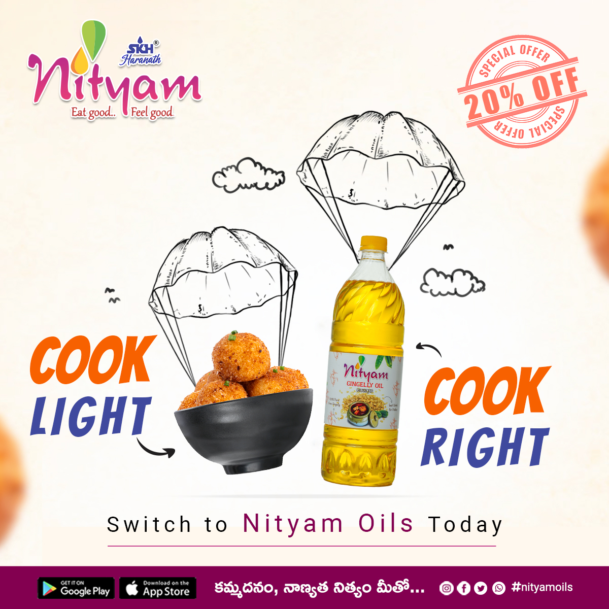 NityamOils's tweet photo. It's time for a lighter and brighter culinary journey with #NityamOils! Elevate your cooking with our #QualityOils &amp; savor the flavors of well-being. 

#EatGoodFeelGood #HealthyCooking #CookRight #FlavorfulDelights #CulinaryMagic #HealthyLiving #CookingWithLove #GingellyOil https://t.co/XBOD0BxqXH
