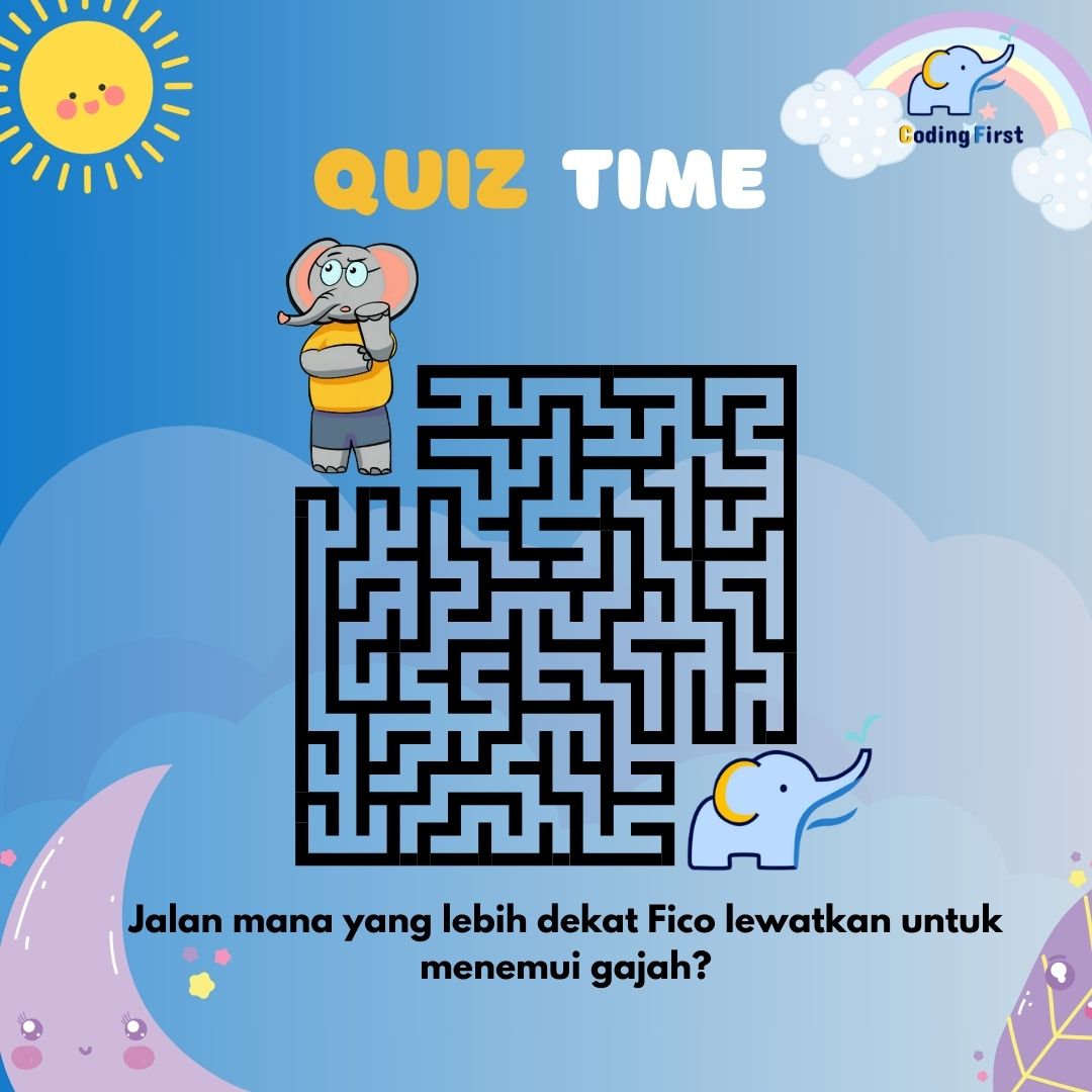 codingfirst_id's tweet image. Wah kali ini Fico nampaknya terjebak untuk bertemu gajah nih🤔
Yuk Bantu Fico untuk menemukan jalan yang lebih cepat, dengan menscreenshoot quiz ini dan storykan jawabannya. Jangan lupa untuk tag akun Fico ya teman-teman👇
#coding #codingfirst #quiz #ulartangga #screenshoot