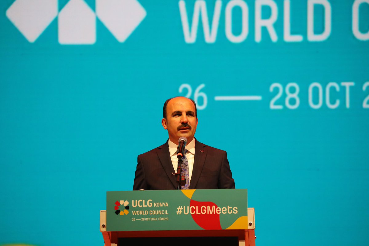 uiAltay_int's tweet photo. I took over the Presidency of the United Cities and Local Governments(UCLG), at the UCLG World Council on the eve of 100th anniversary of our Republic. I will continue my efforts for peace, solidarity and sustainability as well as setting an example with Konya Model Municipalism. https://t.co/jZkhratNtK