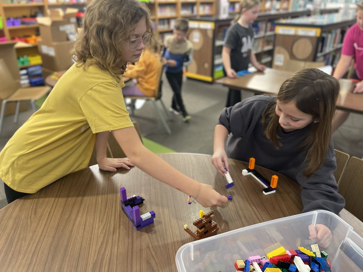 hettingk's tweet photo. Goal Getter Challenge! 4th gr #OESTEAM Ss collaborate with peers to design and engineer a tabletop hockey game with 2 goals, 2 sticks and a hockey puck out of Legos. 
Discuss rules &amp; Play game @silvestri_WAO @Green__Corey @OAUpdate @OA_Farrell https://t.co/ZiYqWkeStF