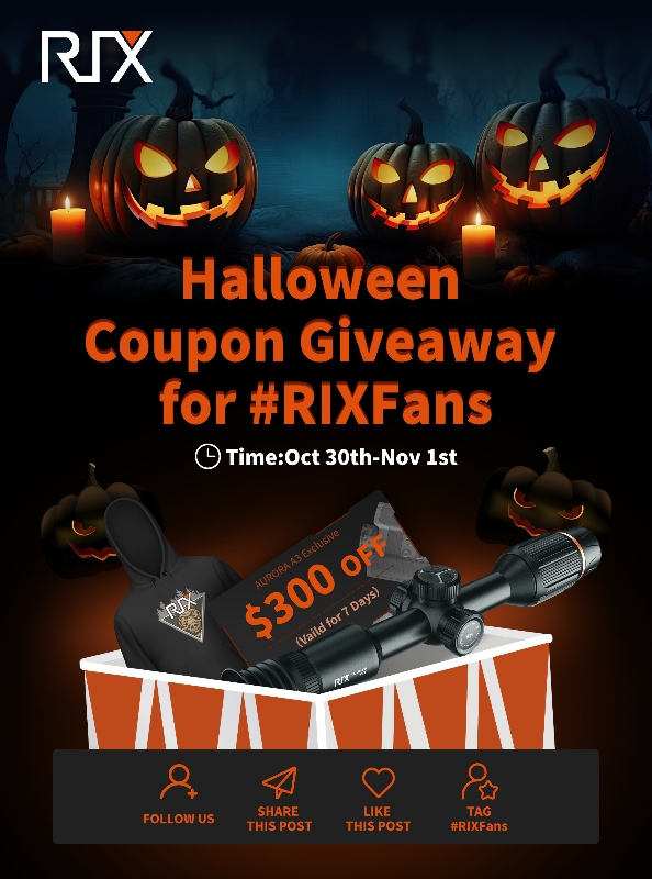 🎃 Join our Halloween Giveaway for RIX Fans! 🎁

📅 Activity Time: Oct 30 - Nov 1, 2023 (US Pacific Time)
Participate and win amazing prizes in our Halloween Giveaway! 🎉

Prizes:
🏆 1 winner: T20
🛍️ 2 winners: $300 A3 coupon (Amazon)
🔥 10 winners: RIX hoodies