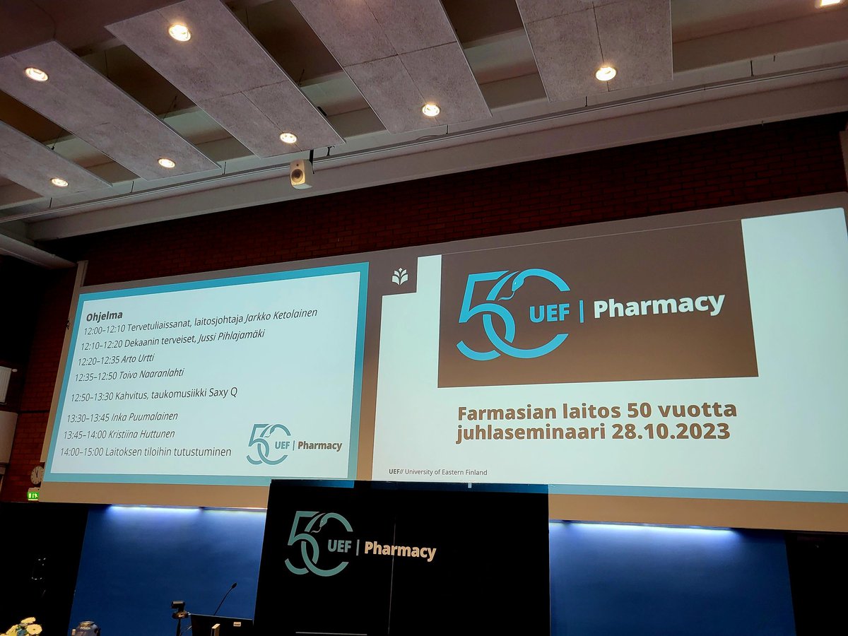 TimonenJohanna's tweet photo. Tänään juhlitaan 50 vuotiasta farmasian laitosta Itä-Suomen yliopistossa!
#uef_farmasia @UniEastFinland https://t.co/d4NS9qSqhT