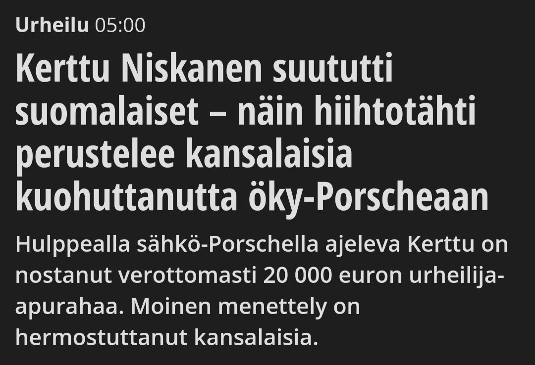 Missä olit, kun suutuit apurahaurheilija Kerttu Niskasen ökypossusta? #urheilu #apuraha #tuki #Porsche 

seiska.fi/urheilu/kerttu…
