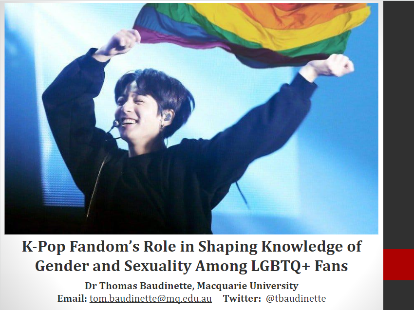 tbaudinette's tweet photo. Keynoting today at @UBAsianStudies on #LGBTQ fans of #Kpop! My lecture is at 11:30am EDT (UTC-4). Follow this link to my website, where you will a link to register for Zoom access (yes, it's livestreamed!!!): https://t.co/8xuPeE5KgZ https://t.co/rHiHk15bX7