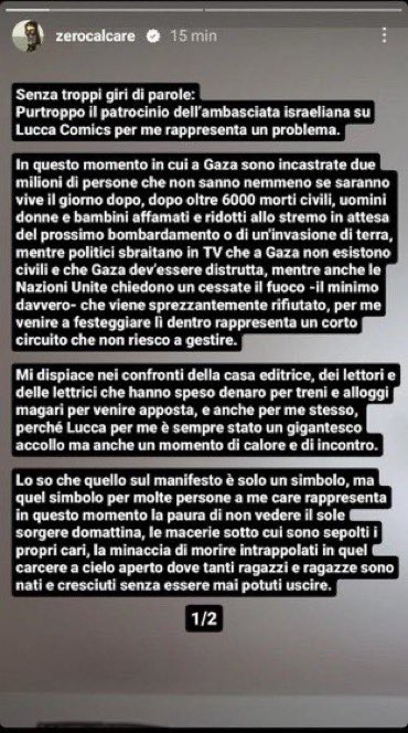 poltronaggio's tweet photo. #Zerocalcare si conferma uno dei pochi, se non l’unico, a saper usare parole di coerenza e semplicità e, allo stesso tempo, radicali.
Senza sbraitare o accusare, chiedendo addirittura scusa e senza cedere ad egoriferimenti.
 
Grazie Michele.

#Gaza #Gaza_Genocide #CeaseFireInGaza https://t.co/hmjLvoEnow