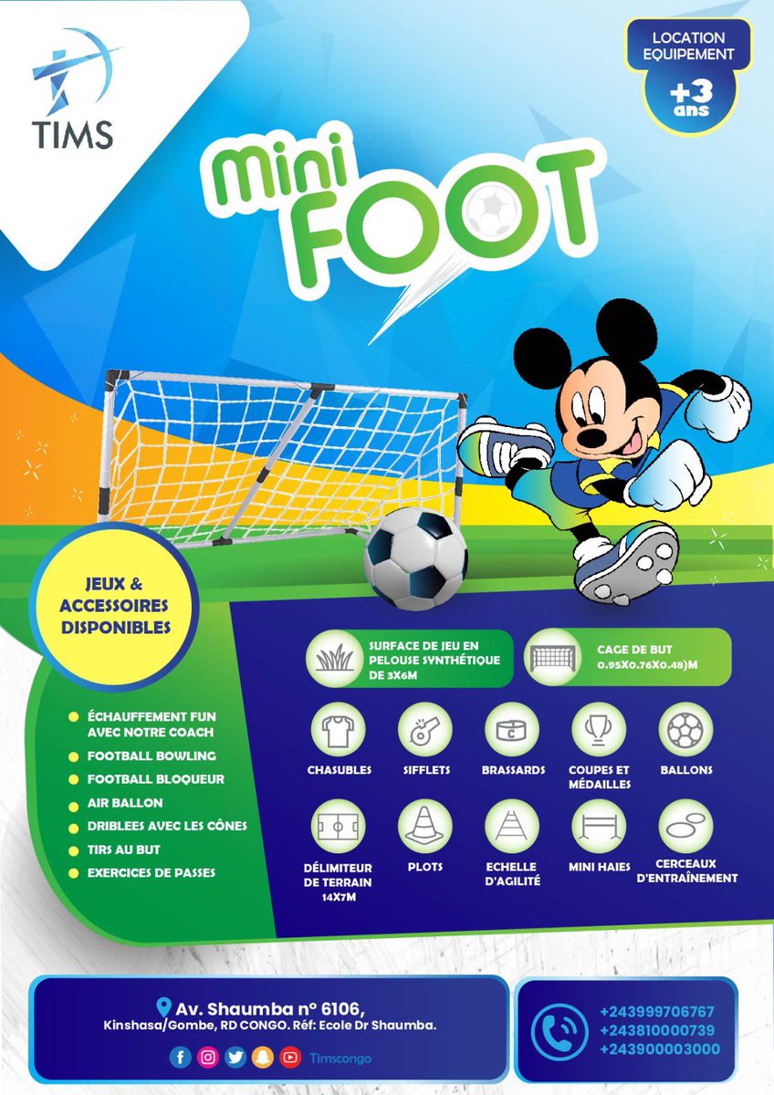 timscongo's tweet photo. Châteaux et piscines gonflables, trampolines, mascottes, animations, jeux organisés, chaises et tables, musique, poteaux multisports, mini foot, amuse bouches etc

Info &amp; réservation:
+243999706767 (Whatssap disponible)
+243810000739 (Whatssap disponible)
+243900003000 https://t.co/jP7R4JHTIR