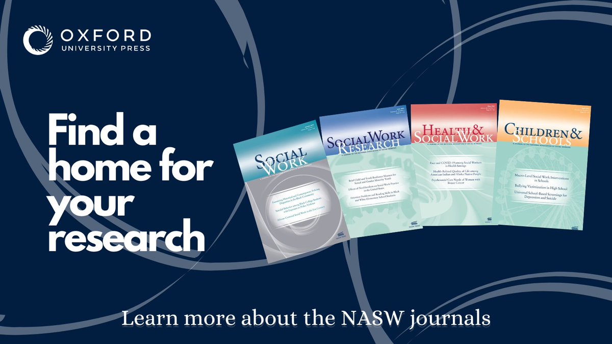 OUPAcademic's tweet image. In communities around the world, social work and social workers continue to make an impact and @NASW offers the premier publications of the profession. For #CSWE2023, discover which journal is the best home for your research: oxford.ly/3tNeRFE