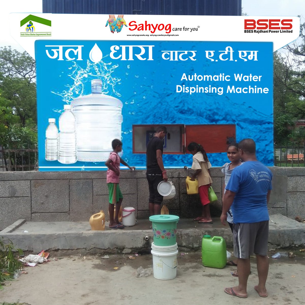 SahyogCare4You's tweet photo. Sahyog Care, with partners Reliance, DUSIB, and Delhi Govt., launched a project to provide clean drinking RO water to underprivileged communities in 7 Delhi areas.
#wethewater #UNICEFIndia #RocaTeam #hindustansansanitaryware #hamdardf #water #BasicBehavior #Wateraid #BSES https://t.co/aNtNsQSQkO