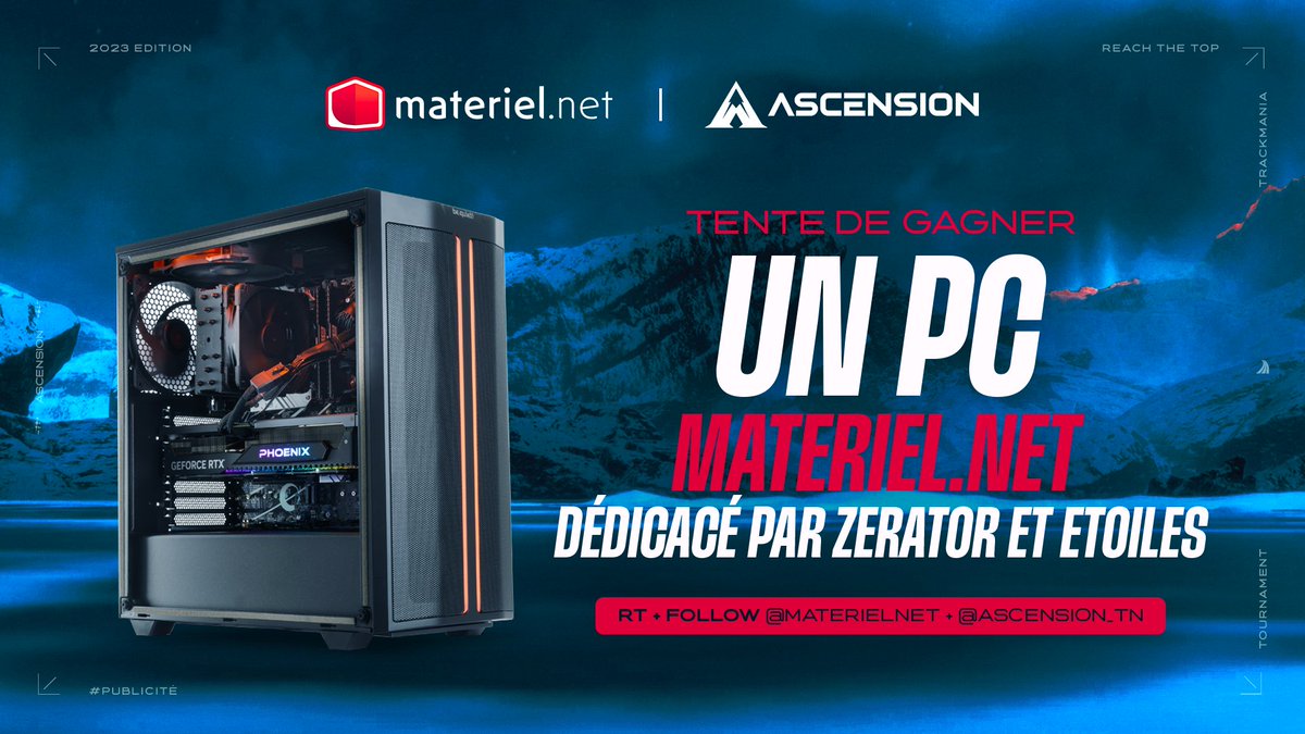 Nos amis de chez @materielnet vous offre un des PC Orochi utilisé sur scène dédicacé par ZeratoR et Etoiles ! Pour participer : 🔁 RT ce tweet 👤 Follow @Ascension_tn & @materielnet TAS le 02/11/2023 #CollaborationCommerciale