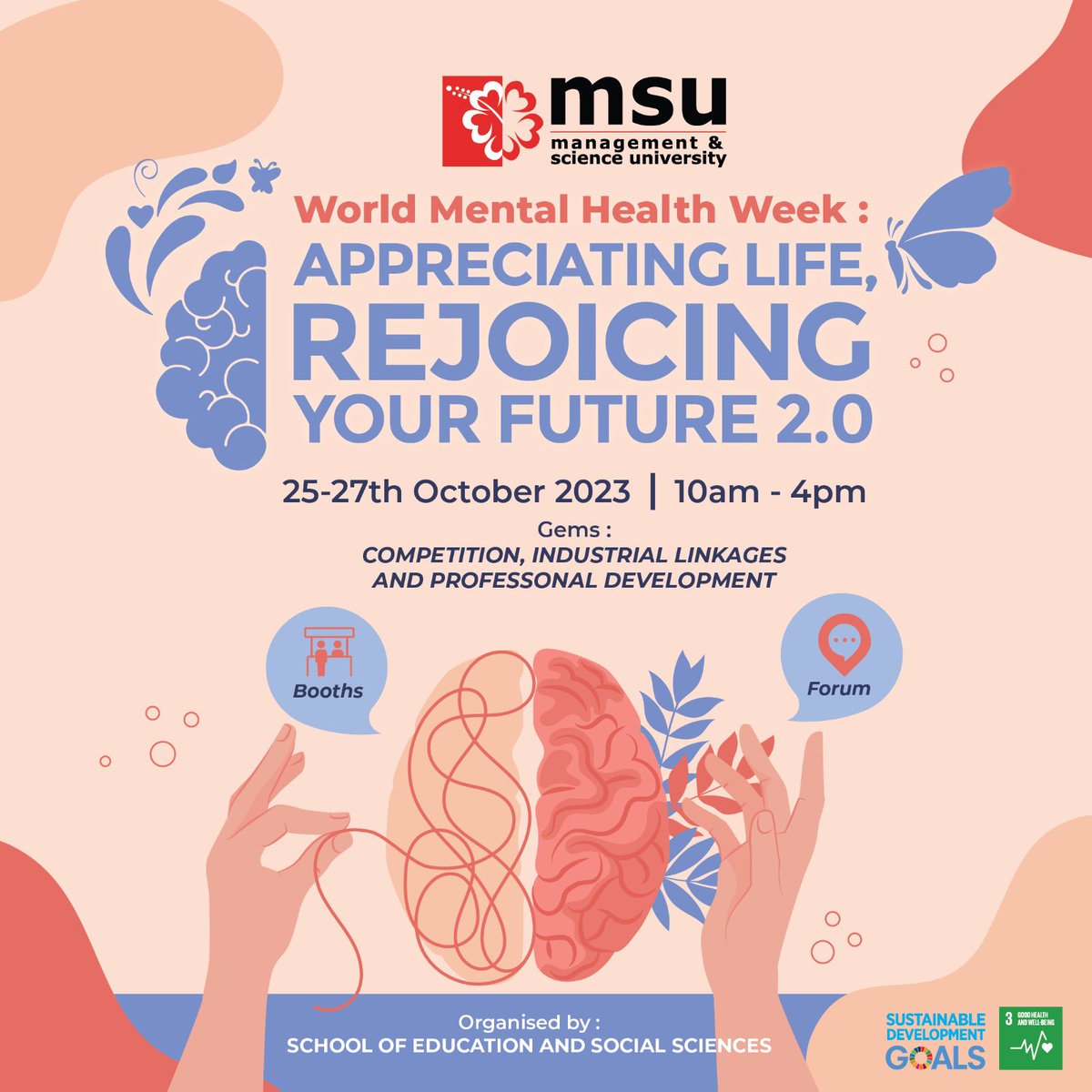 MsumalaysiaS's tweet photo. SESS World Mental Health Week visitors discovered the fascinating world of psychology, self help strategies while boosting their mind and soul.
@MSUmalaysia #BCG #BPSY
#SESS #WorldMentalHealthDay https://t.co/hy0PkONrgK