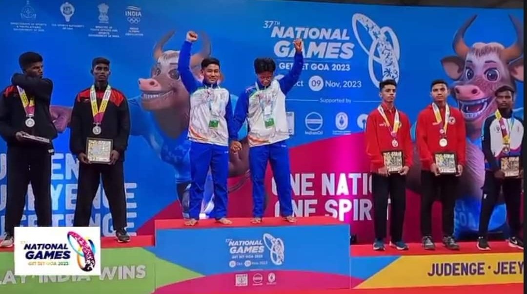 CONGRATULATIONS 

We are immensely proud to congratulate #SINAM_CHINGKHEI and #SINAM_JEEVAN who've won the Gold Medal 🥇 in the challenging men's double Ganda,(Pencak silat) event at the prestigious #37thNationalGames hosted in Goa.

#GetSetGoa #NationalGamesGoa2023  #GoaEvents