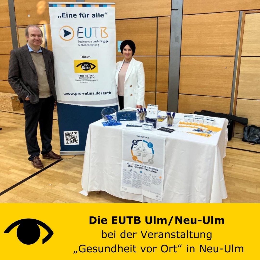 Die #EUTB Ulm / Neu-Ulm bei der Veranstaltung „Gesundheit vor Ort“ in Neu-Ulm.

Frau Koch (stellvertretende #Oberbürgermeisterin von Neu-Ulm) hat uns besucht und wir hatten einen netten #Austausch.

#Ulm #NeuUlm